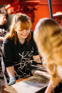 Screen printing workshop with facilitator